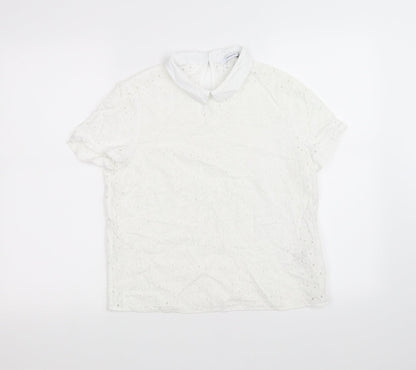 Womens UK Size 10 Mademoiselle R White Basic T-Shirt