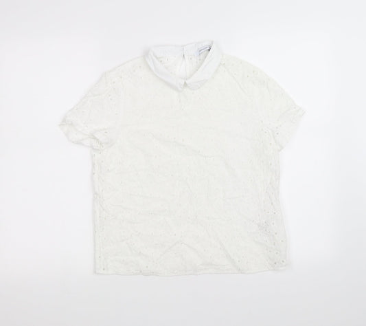 Womens UK Size 10 Mademoiselle R White Basic T-Shirt