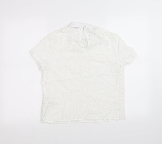 Womens UK Size 10 Mademoiselle R White Basic T-Shirt