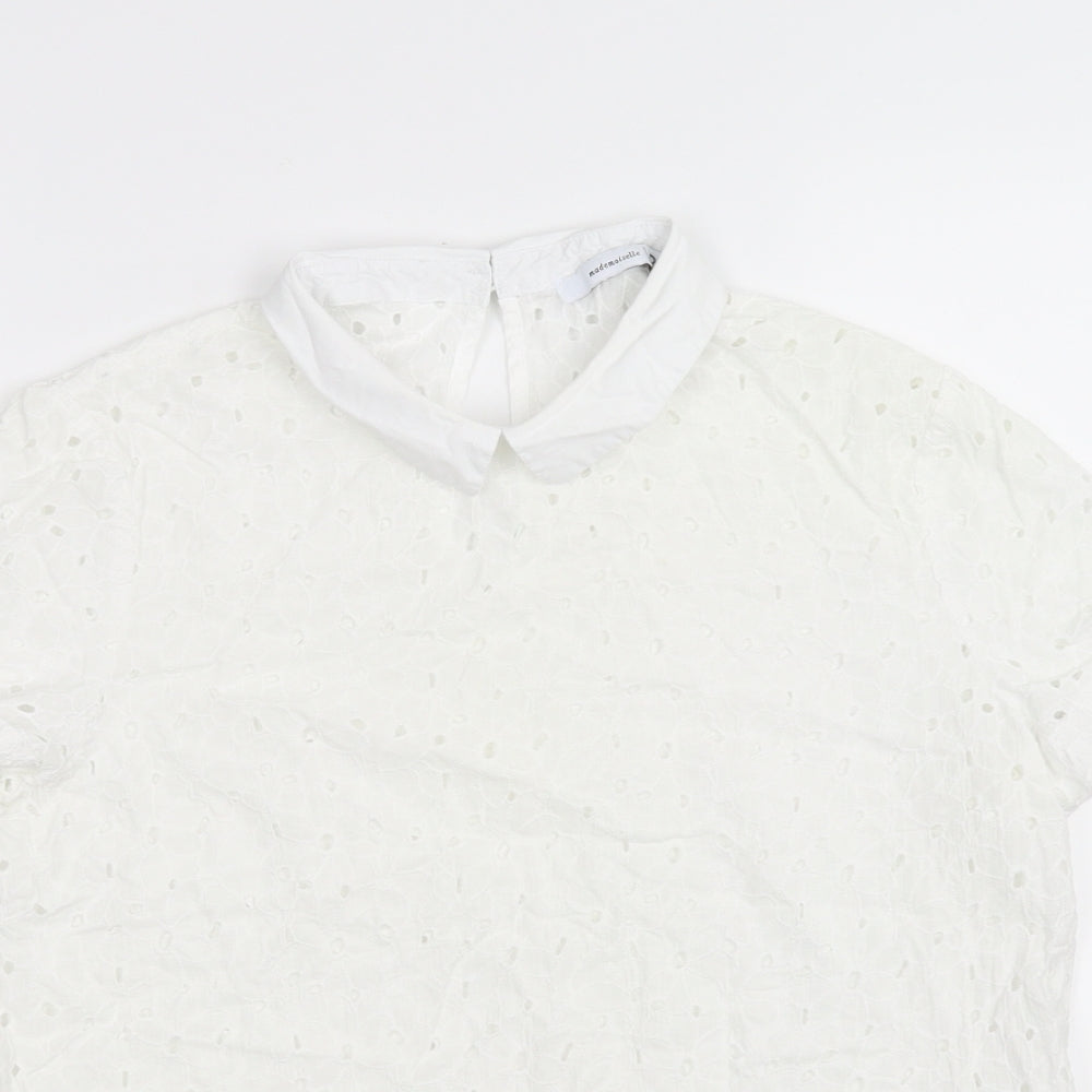 Womens UK Size 10 Mademoiselle R White Basic T-Shirt