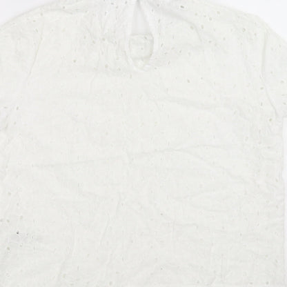 Womens UK Size 10 Mademoiselle R White Basic T-Shirt