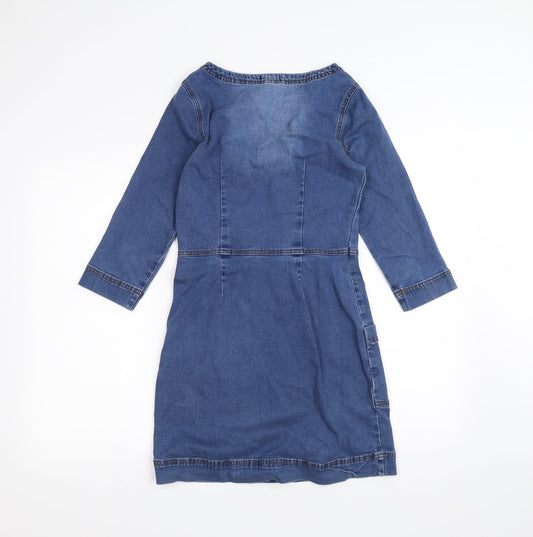 Back view of /denim women’s blue a-line, size UK 8