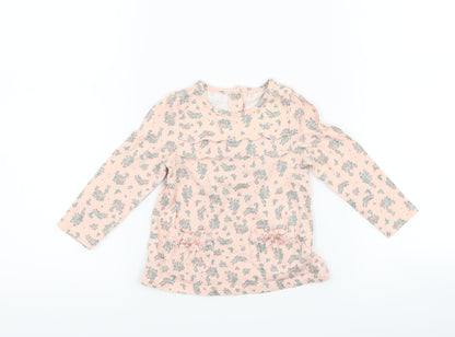TU Girls Pink Floral  Basic T-Shirt Size 3-6 Months