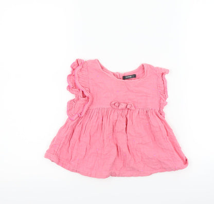 George Girls Pink Polka Dot  Basic T-Shirt Size 2-3 Years