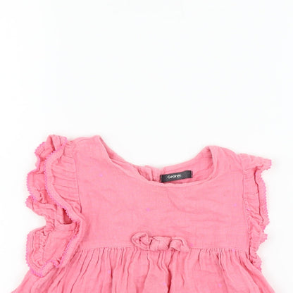 George Girls Pink Polka Dot  Basic T-Shirt Size 2-3 Years