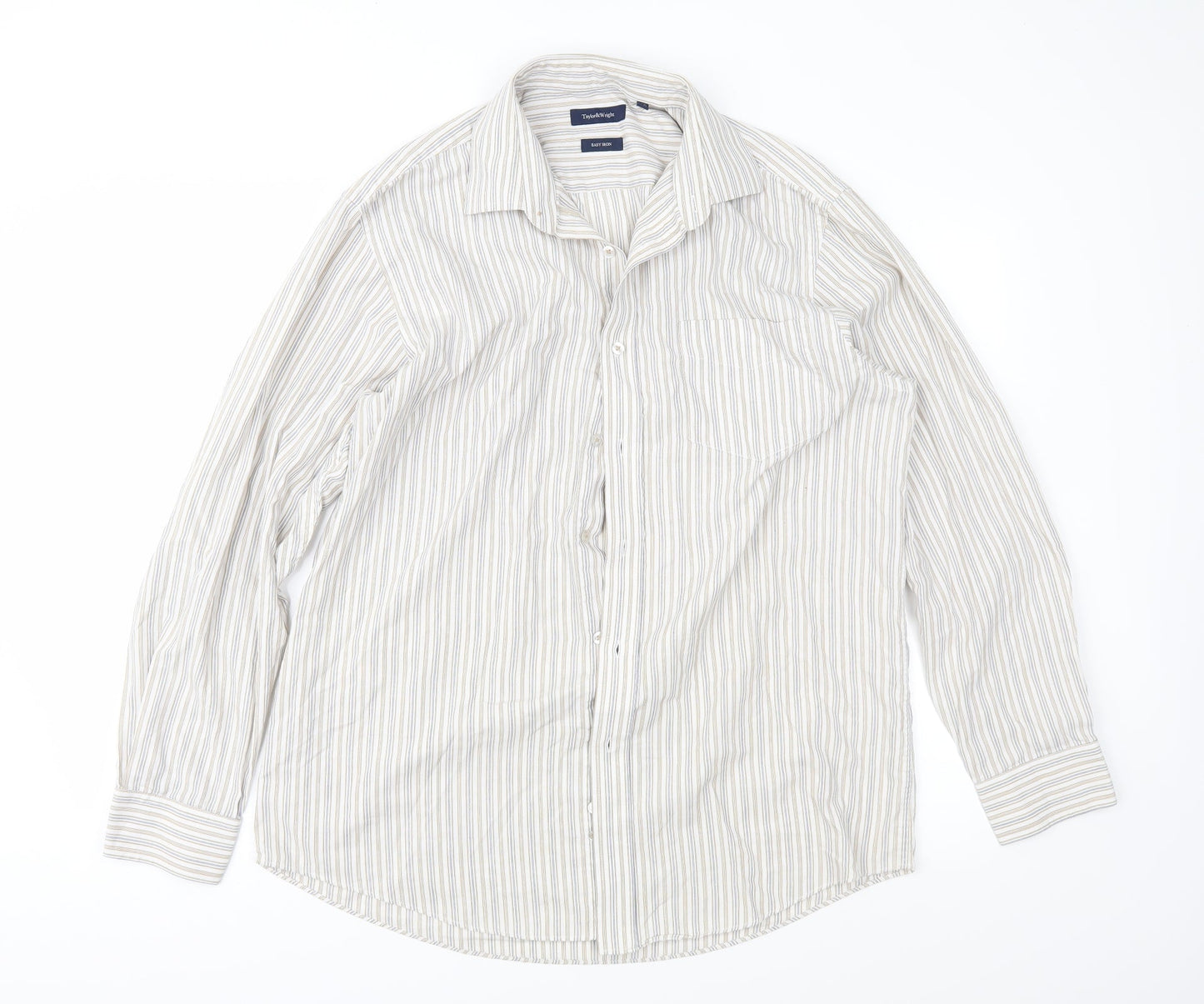 Taylor & Wright Mens Brown Striped   Button-Up Size 16.5