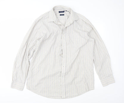 Taylor & Wright Mens Brown Striped   Button-Up Size 16.5