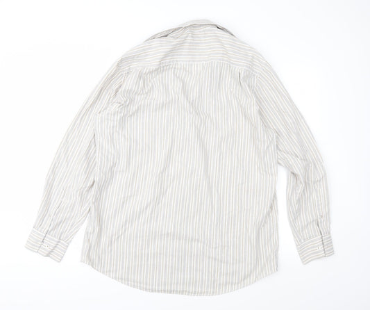 Taylor & Wright Mens Brown Striped   Button-Up Size 16.5