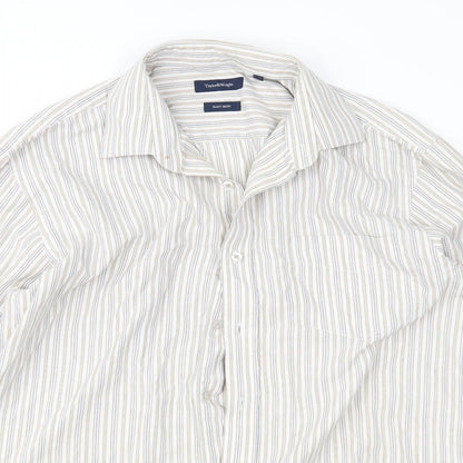 Taylor & Wright Mens Brown Striped   Button-Up Size 16.5