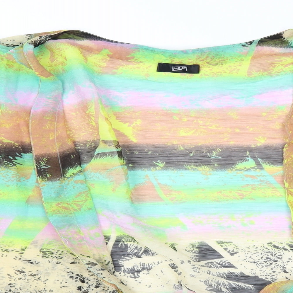 F&F Womens Multicoloured Geometric Chiffon Basic Blouse Size L  - Beach