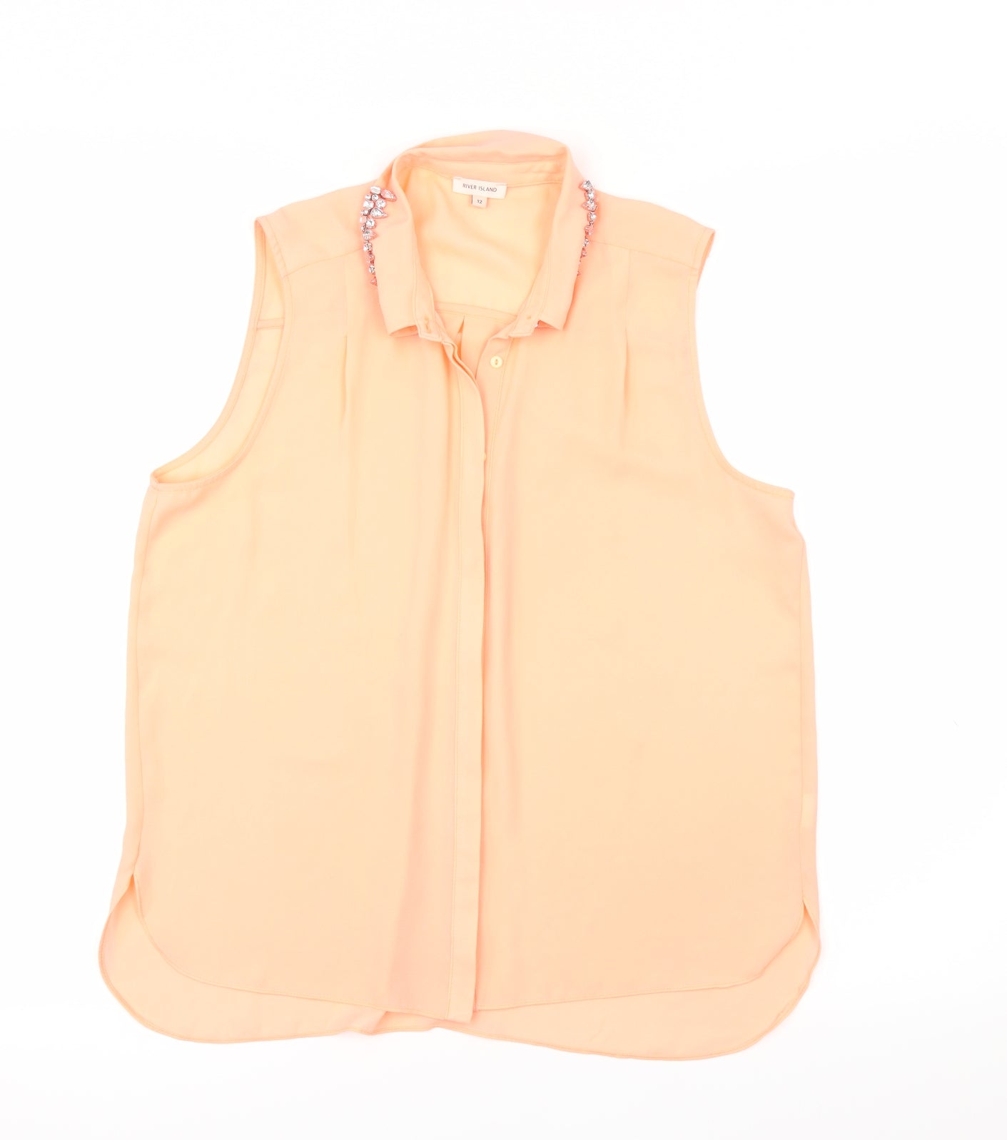 Womens UK Size 12 River Island Orange Basic Button-Up