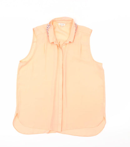Womens UK Size 12 River Island Orange Basic Button-Up
