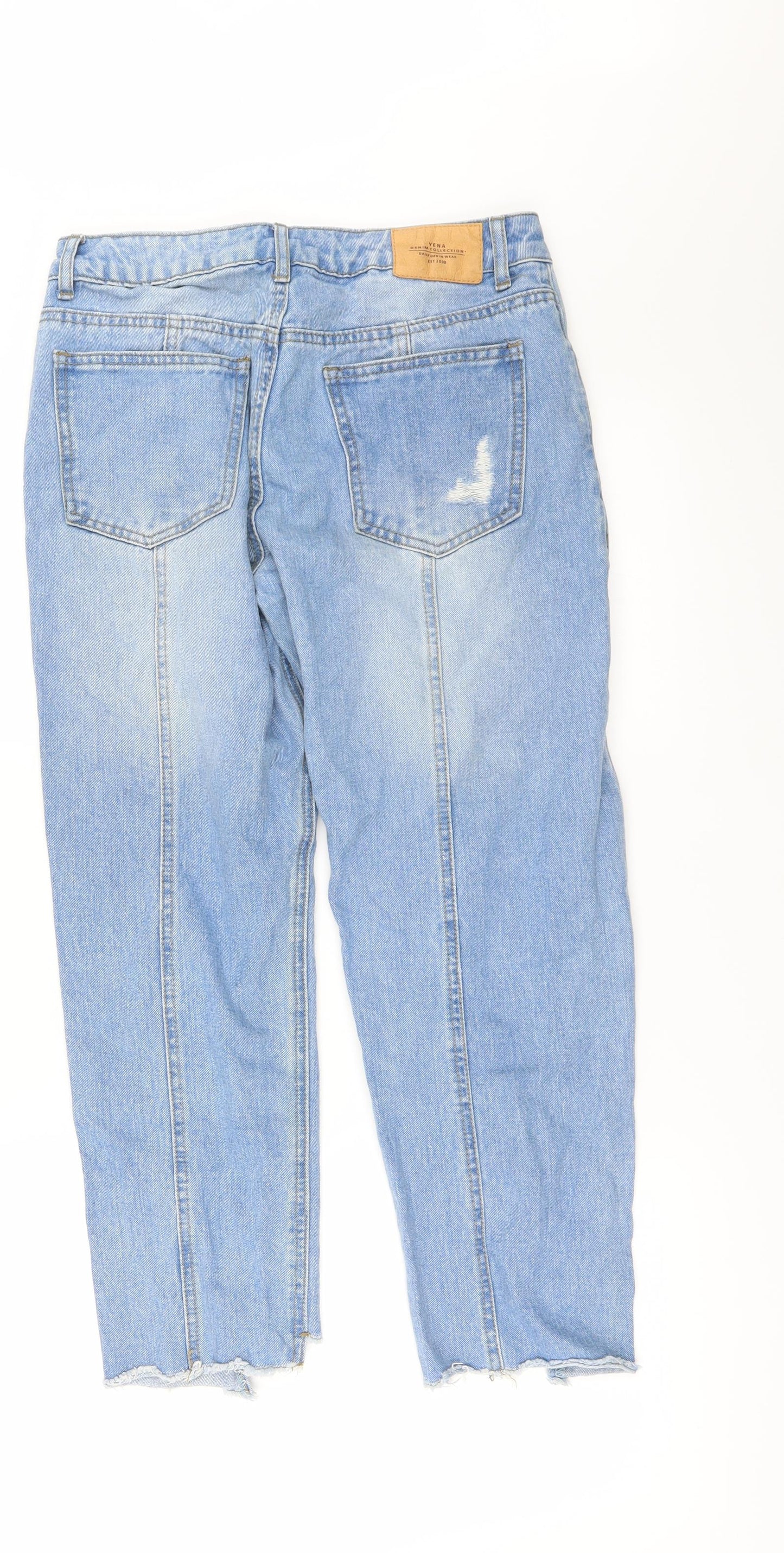 YENA Womens Blue  Denim Cropped Jeans Size M L25 in