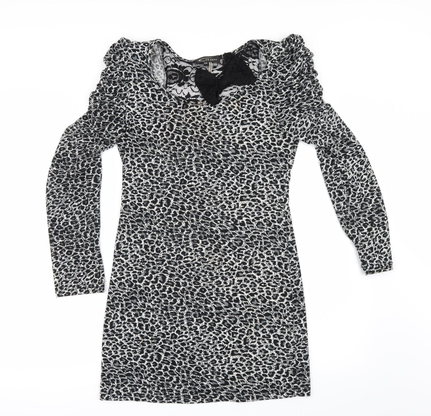 SUR MODA Womens Grey Animal Print  Pencil Dress  Size M