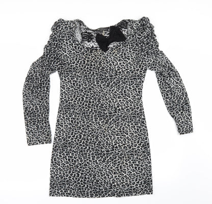 SUR MODA Womens Grey Animal Print  Pencil Dress  Size M