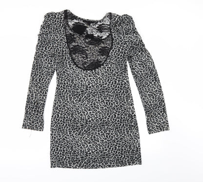 SUR MODA Womens Grey Animal Print  Pencil Dress  Size M