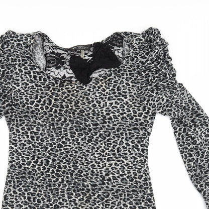 SUR MODA Womens Grey Animal Print  Pencil Dress  Size M