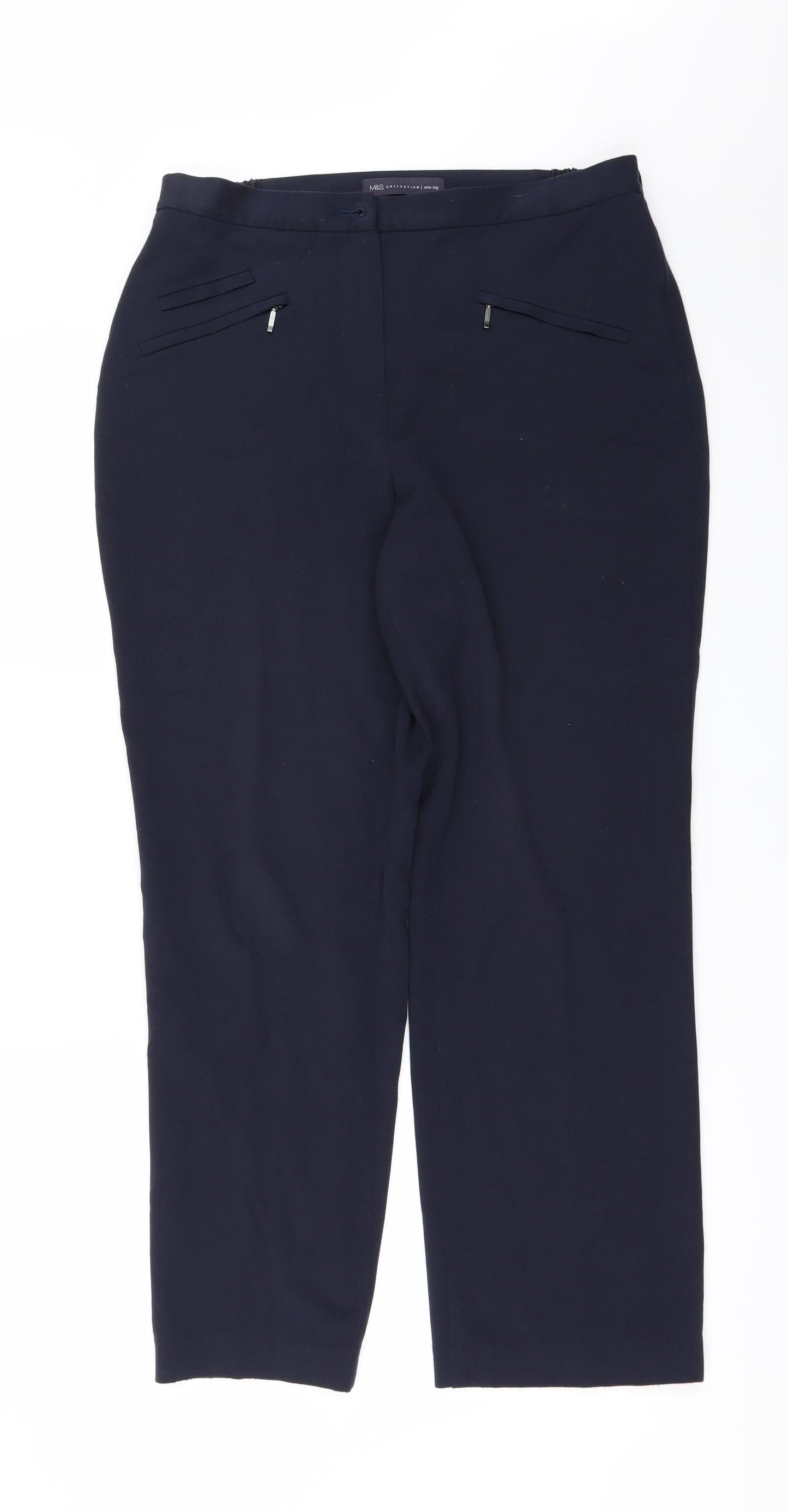 Womens UK Size 10 Marks and Spencer Regular Fit  Blue Trousers