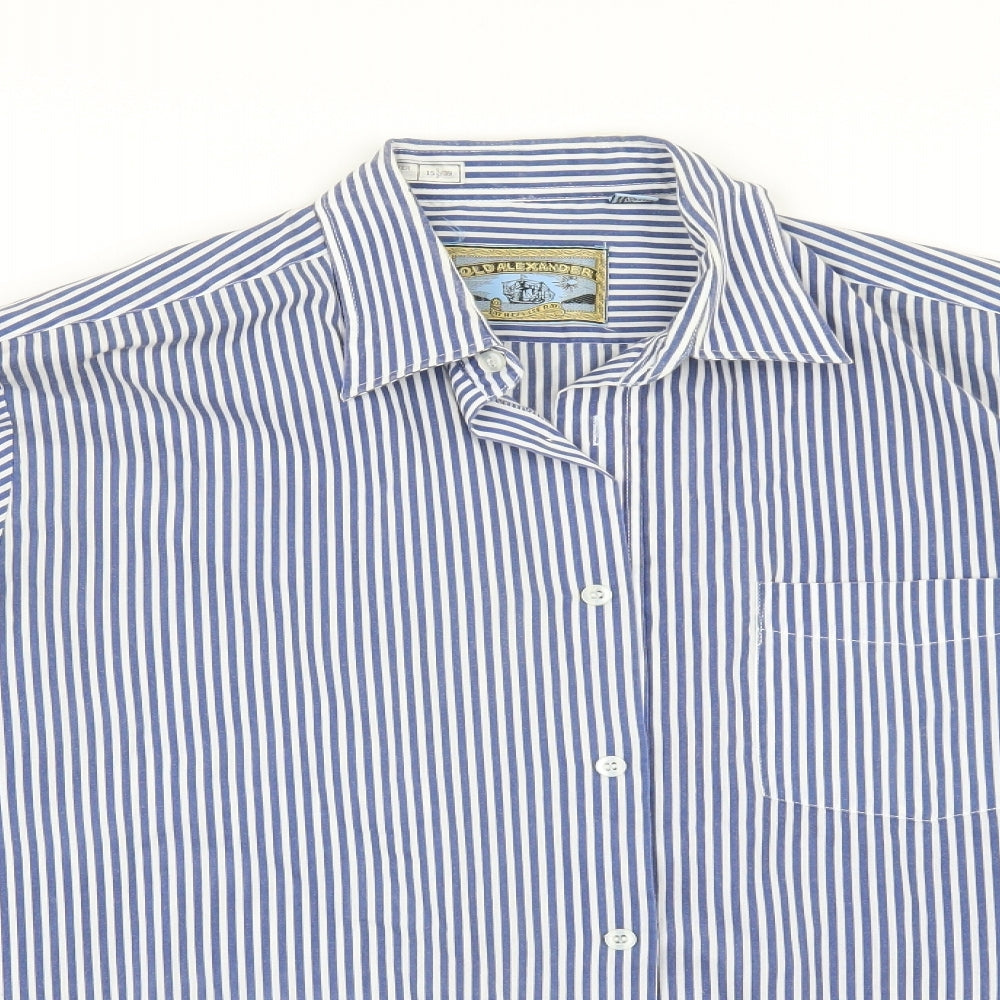 OLD ALEXANDER Mens Black Striped   Button-Up Size 15.5