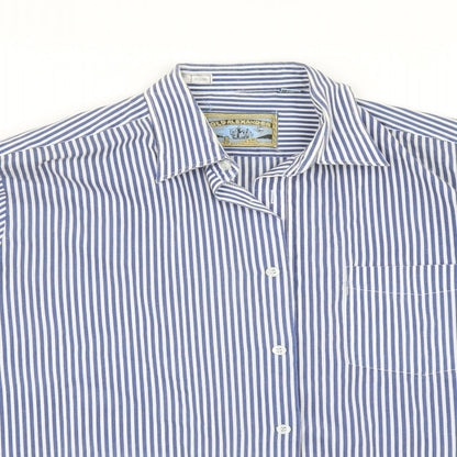 OLD ALEXANDER Mens Black Striped   Button-Up Size 15.5