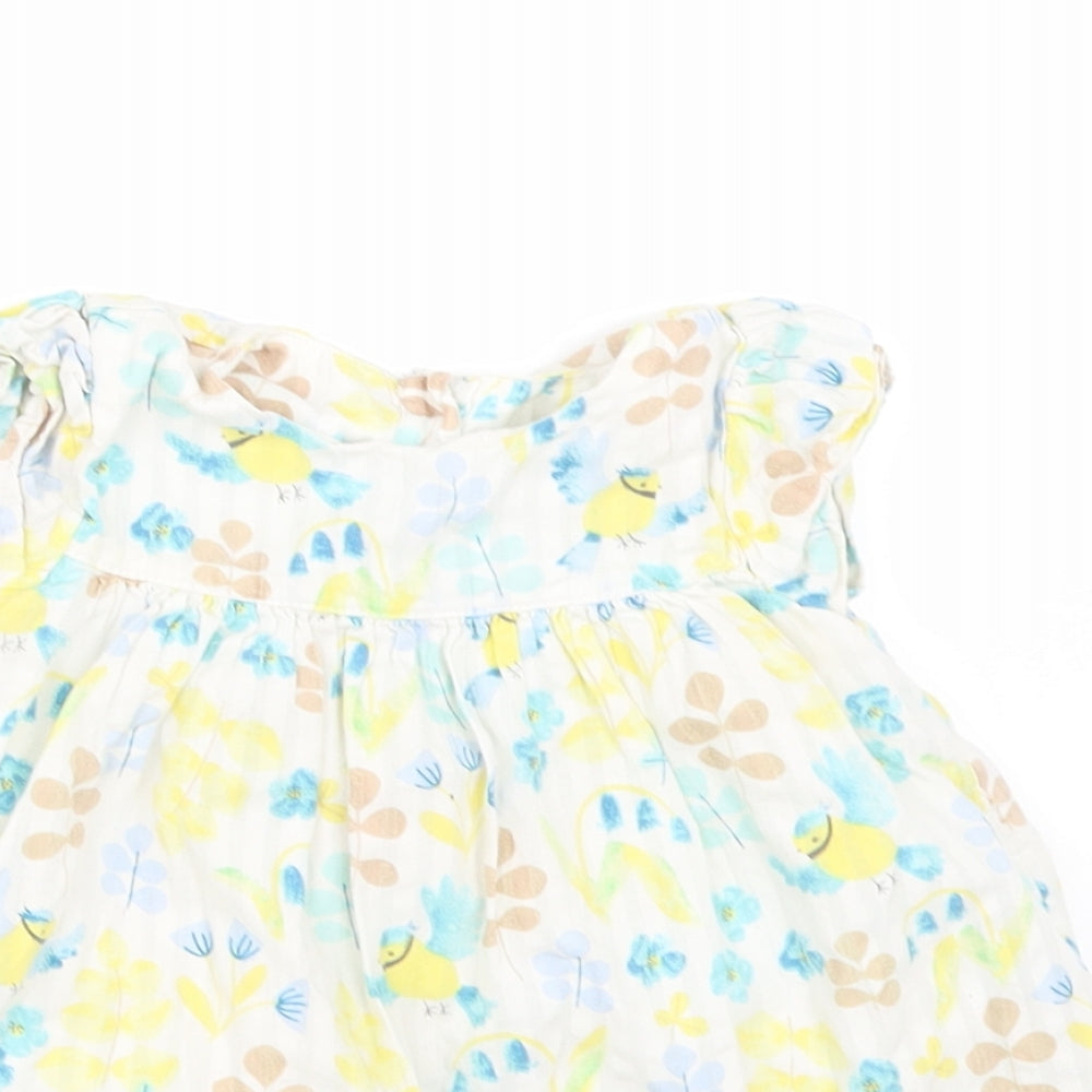 Marks and Spencer Girls White Floral  A-Line  Size 6-9 Months