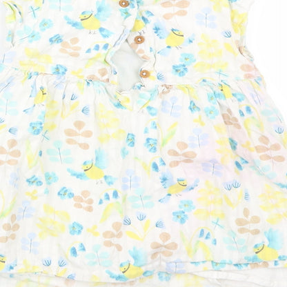 Marks and Spencer Girls White Floral  A-Line  Size 6-9 Months