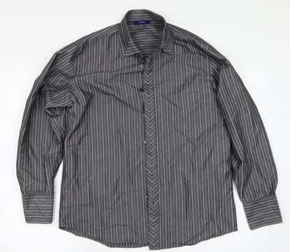 Mens UK Size M For Men Black  Button-Up Long Sleeve Casual Shirt