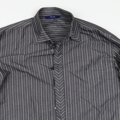 Mens UK Size M For Men Black  Button-Up Long Sleeve Casual Shirt