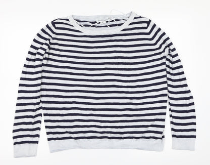 L.O.G.G. Womens Grey Striped  Henley Sweatshirt One Size  - Size EUR-L