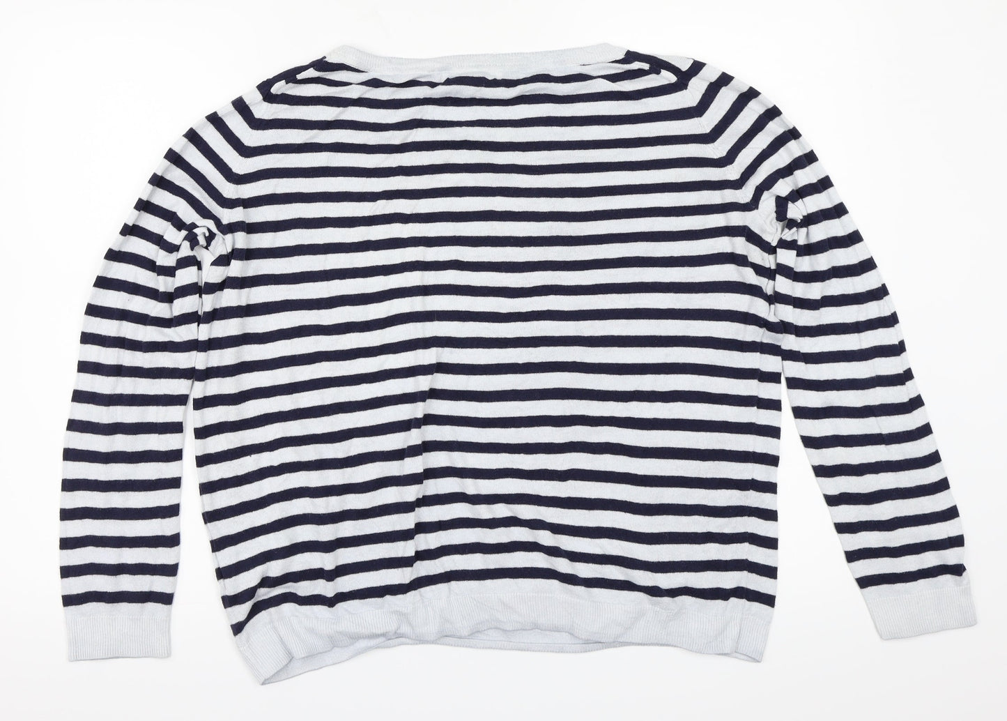 L.O.G.G. Womens Grey Striped  Henley Sweatshirt One Size  - Size EUR-L