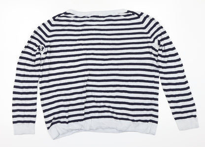 L.O.G.G. Womens Grey Striped  Henley Sweatshirt One Size  - Size EUR-L
