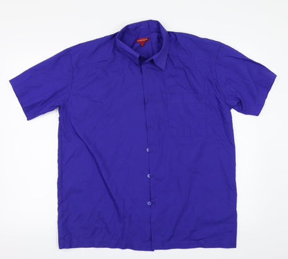 Mens UK Size L Petroleum Blue  Button-Up Short Sleeve Casual Shirt