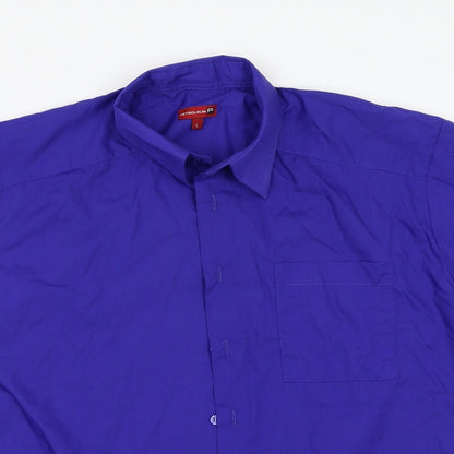 Mens UK Size L Petroleum Blue  Button-Up Short Sleeve Casual Shirt