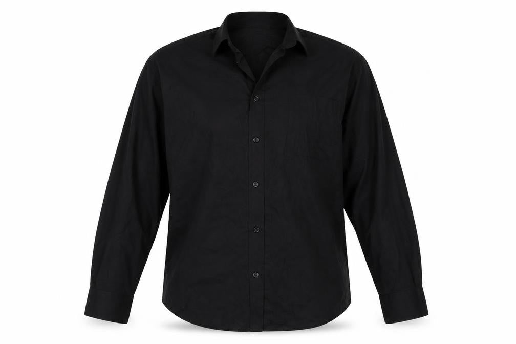 Mens UK Size One Size Savatini Black  Button-Up Long Sleeve Casual Shirt
