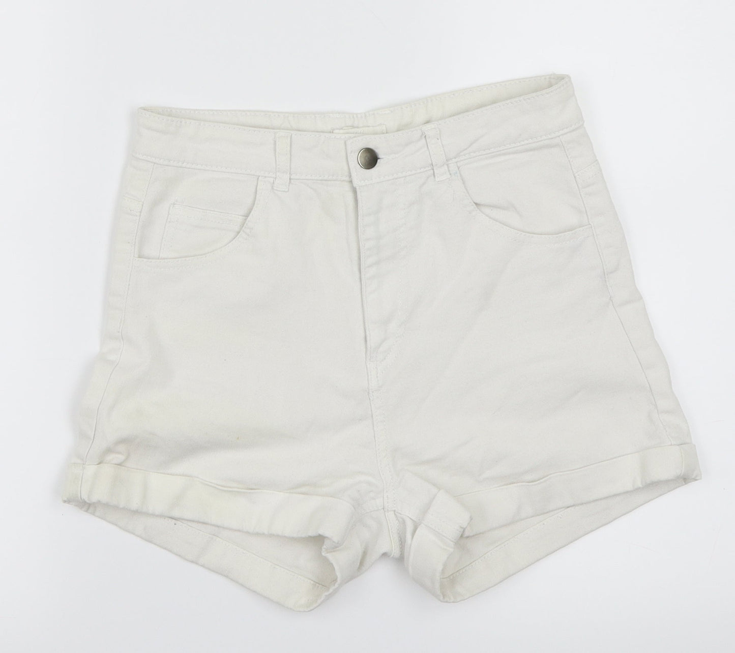 H&M Womens White   Hot Pants Shorts Size 10