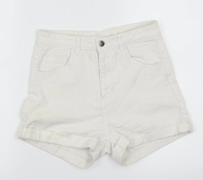 H&M Womens White   Hot Pants Shorts Size 10