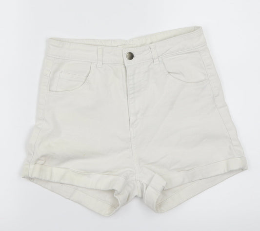 H&M Womens White   Hot Pants Shorts Size 10