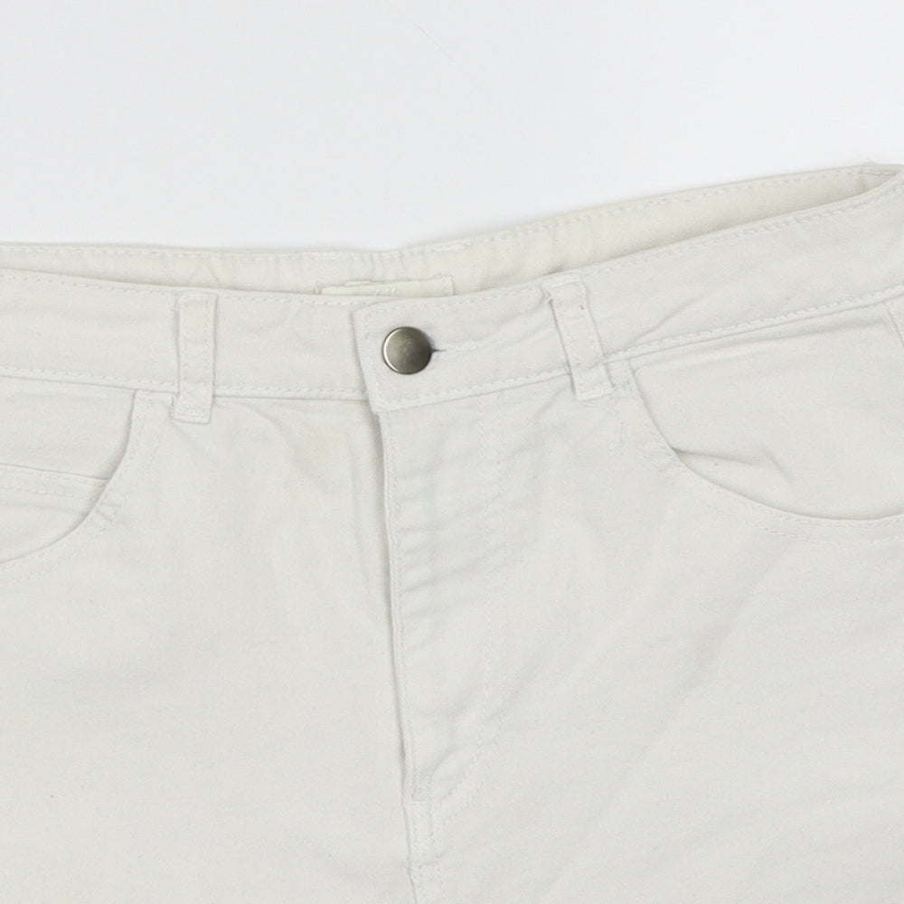 H&M Womens White   Hot Pants Shorts Size 10