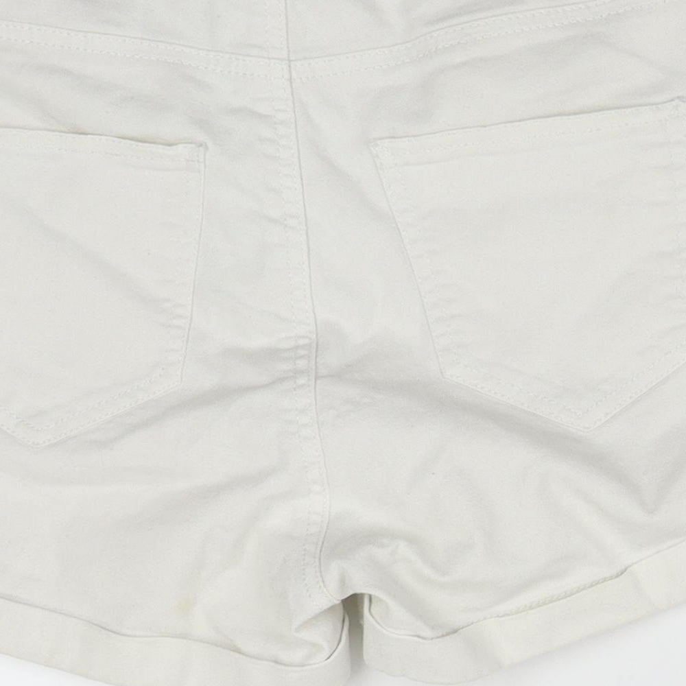 H&M Womens White   Hot Pants Shorts Size 10