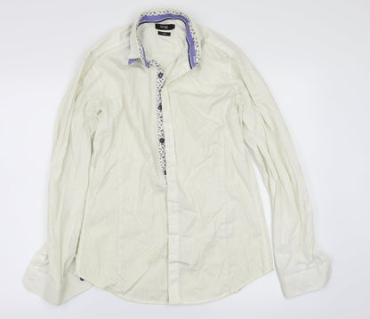 Mens UK Size One Size Formula Joyen White  Button-Up Long Sleeve Casual Shirt
