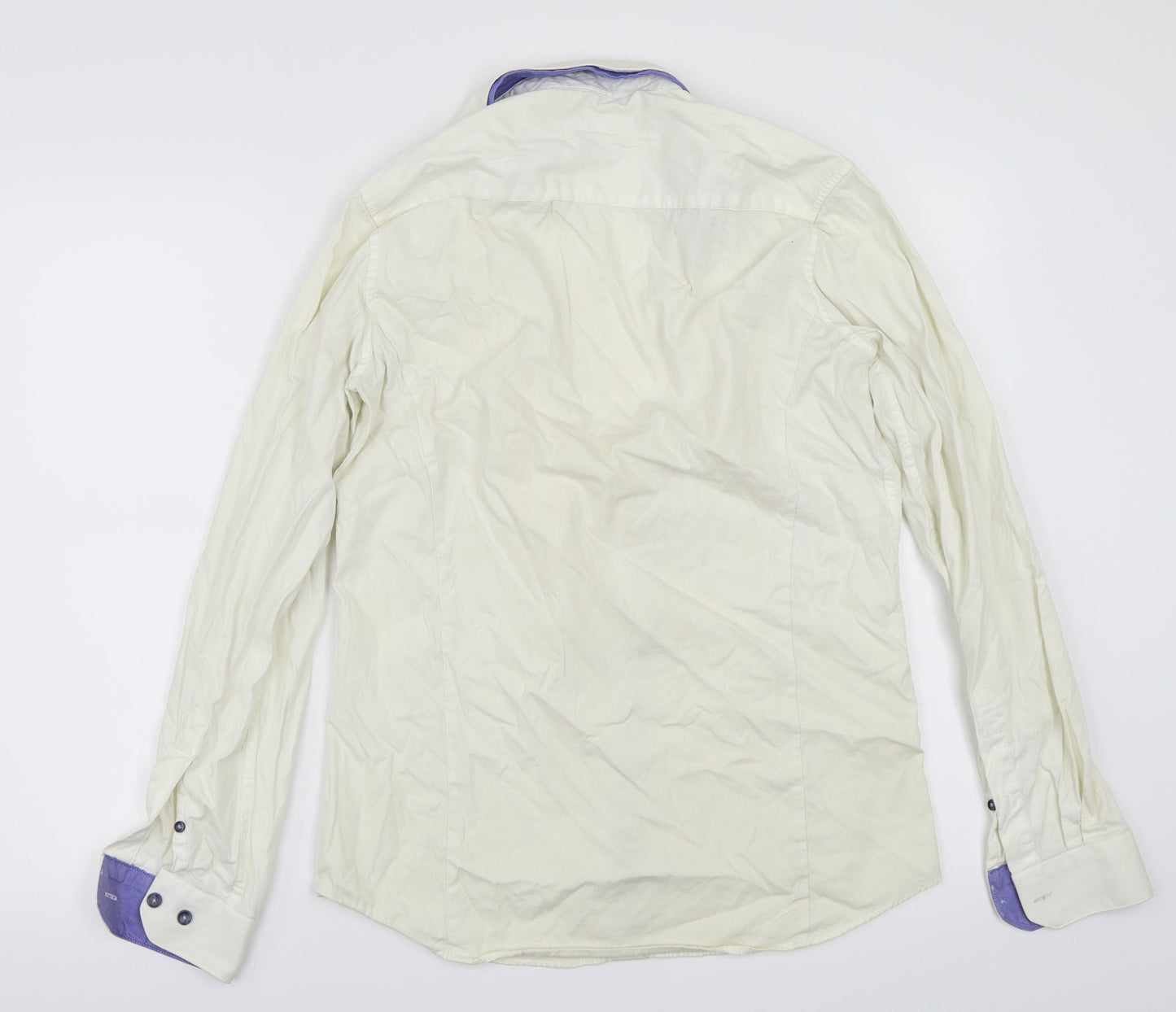 Mens UK Size One Size Formula Joyen White  Button-Up Long Sleeve Casual Shirt