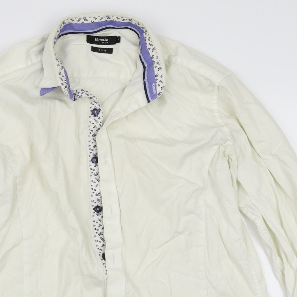 Mens UK Size One Size Formula Joyen White  Button-Up Long Sleeve Casual Shirt