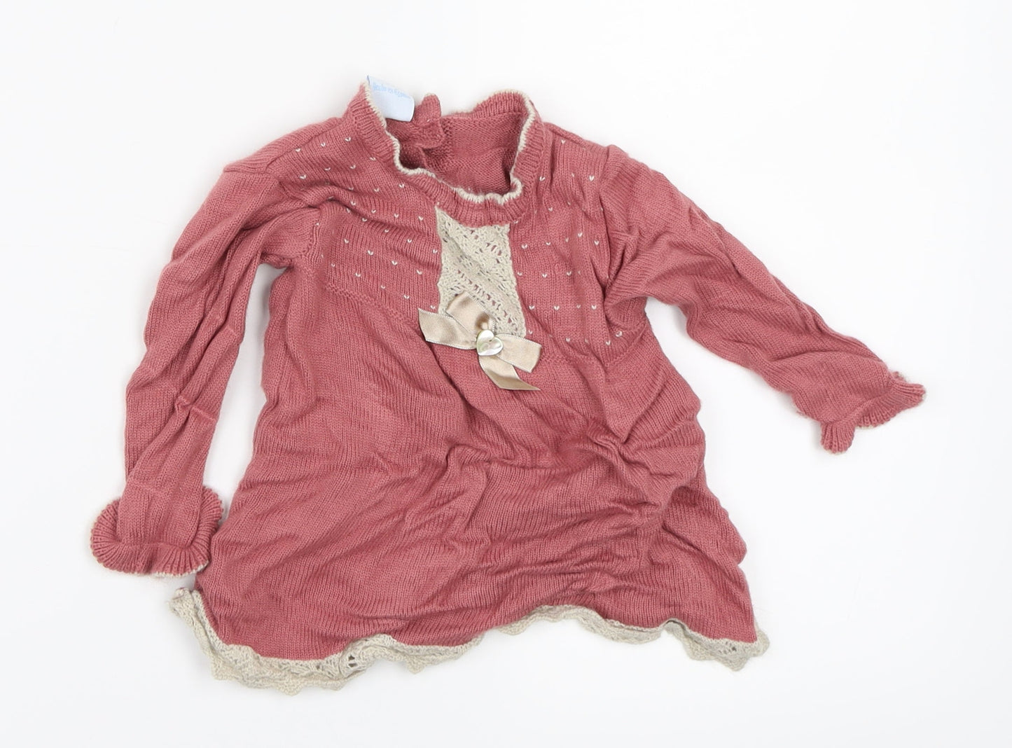 Preworn Girls Pink   Pullover Jumper Size 12-18 Months