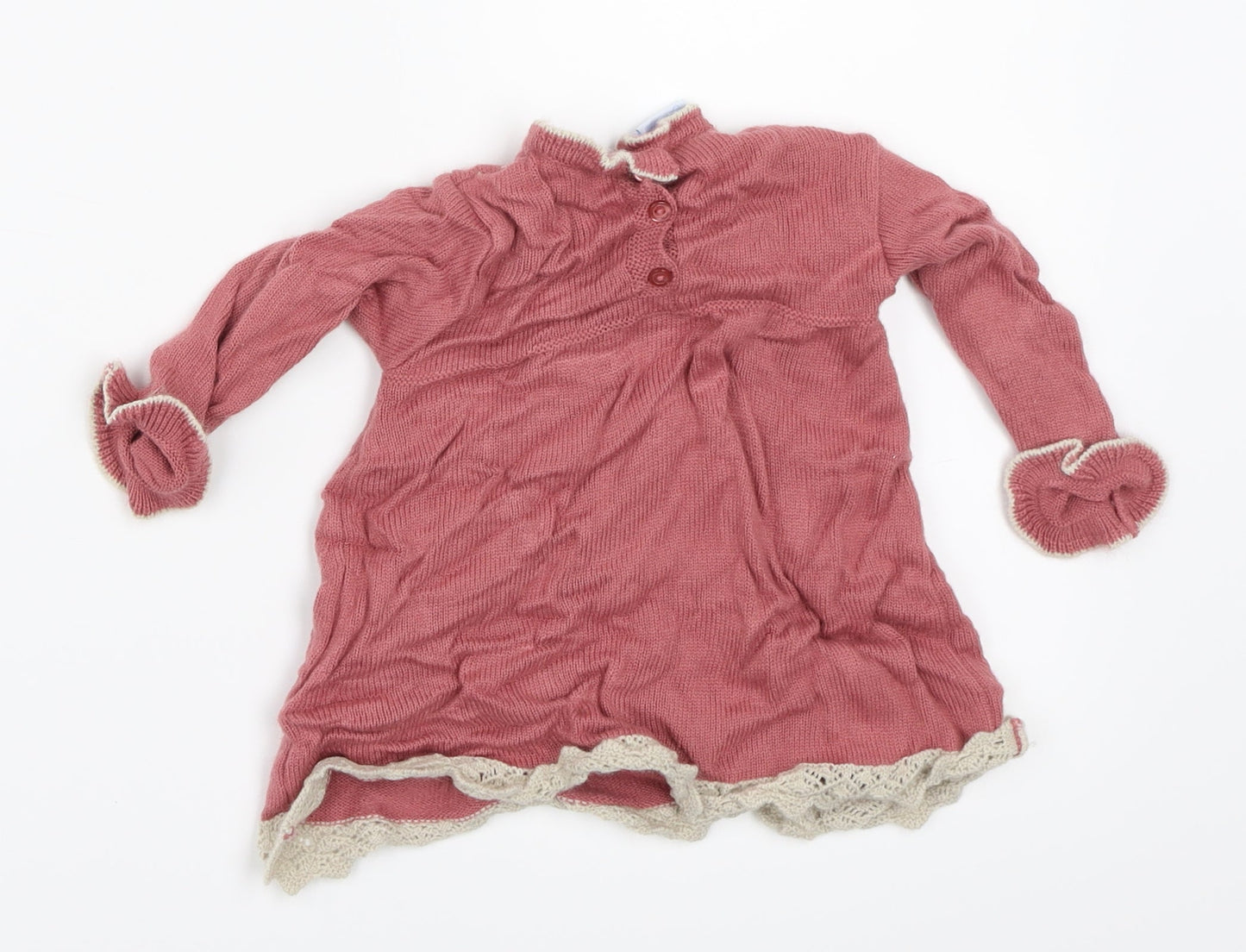 Preworn Girls Pink   Pullover Jumper Size 12-18 Months