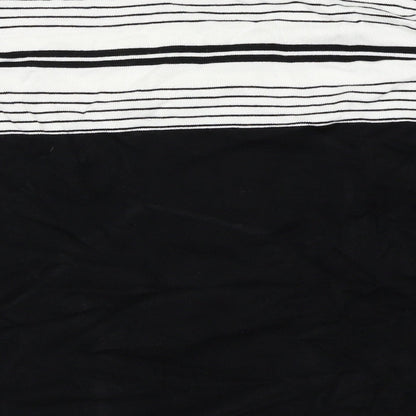 Alexara Womens Black Striped  Basic T-Shirt Size L