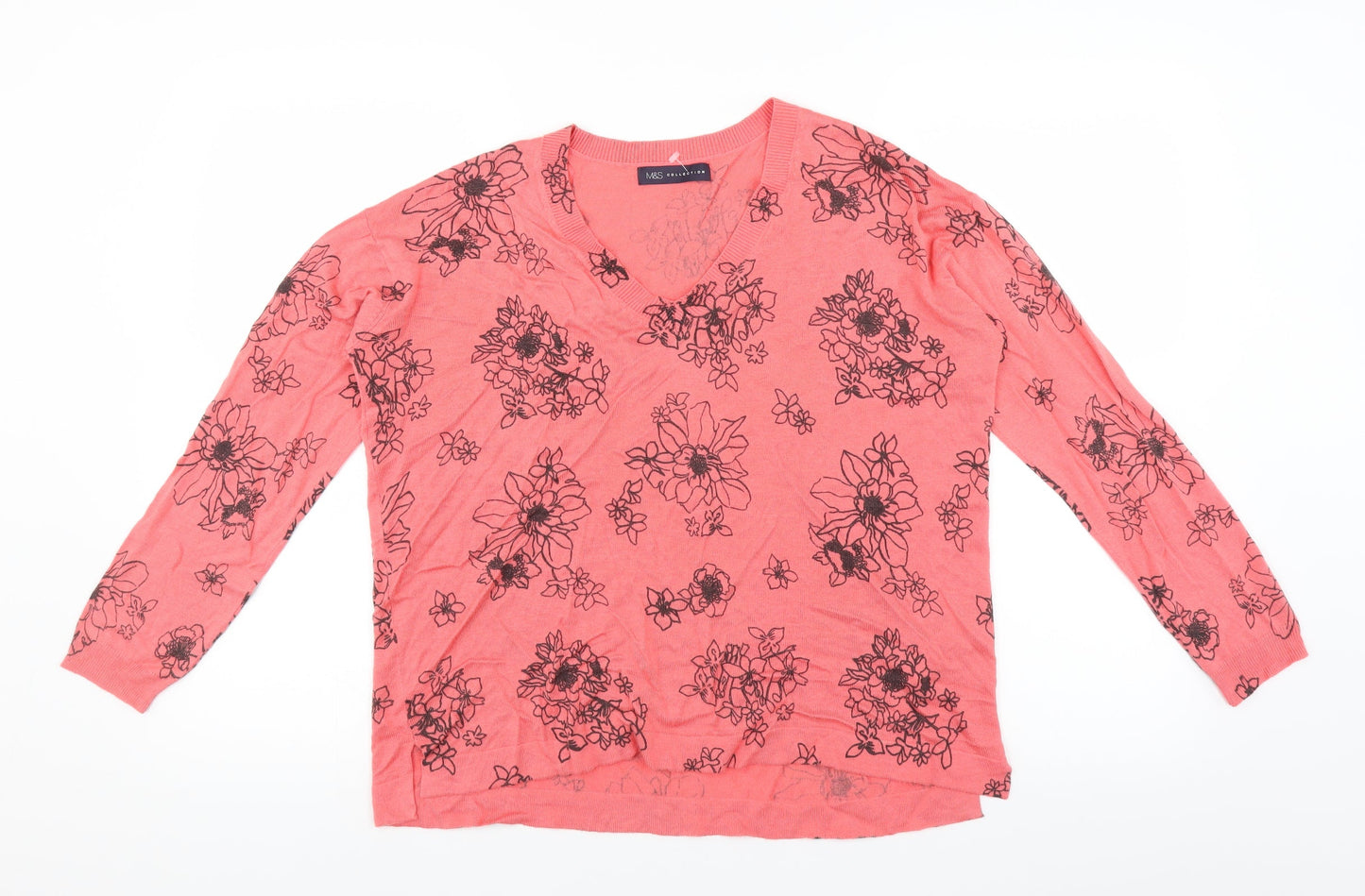 Marks and Spencer Womens Pink Floral  Pullover Jumper Size M