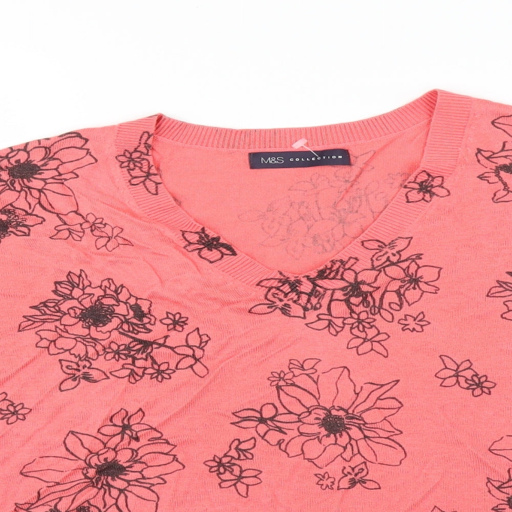 Marks and Spencer Womens Pink Floral  Pullover Jumper Size M