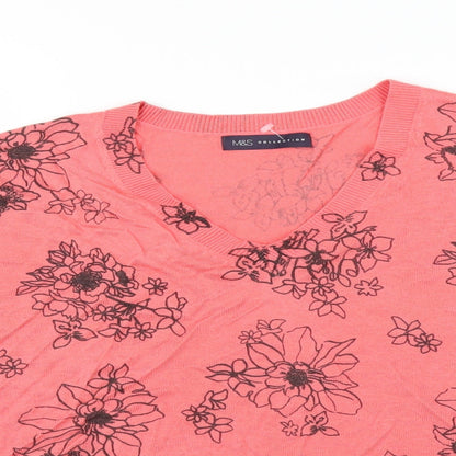 Marks and Spencer Womens Pink Floral  Pullover Jumper Size M