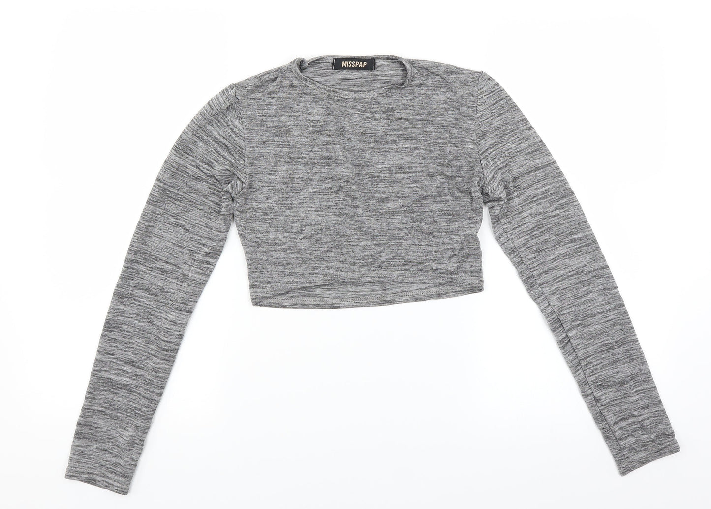 Womens UK Size S Misspap Grey Cropped T-Shirt