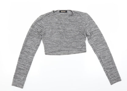 Womens UK Size S Misspap Grey Cropped T-Shirt